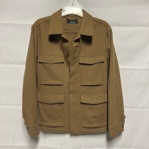 Le 31 Women's Wool Blend Button Front Camel Blazer Jacket Size Small